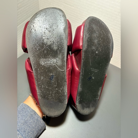 JIL SANDER Crossover Burgundy Leather Sandals - Picture 8 of 11